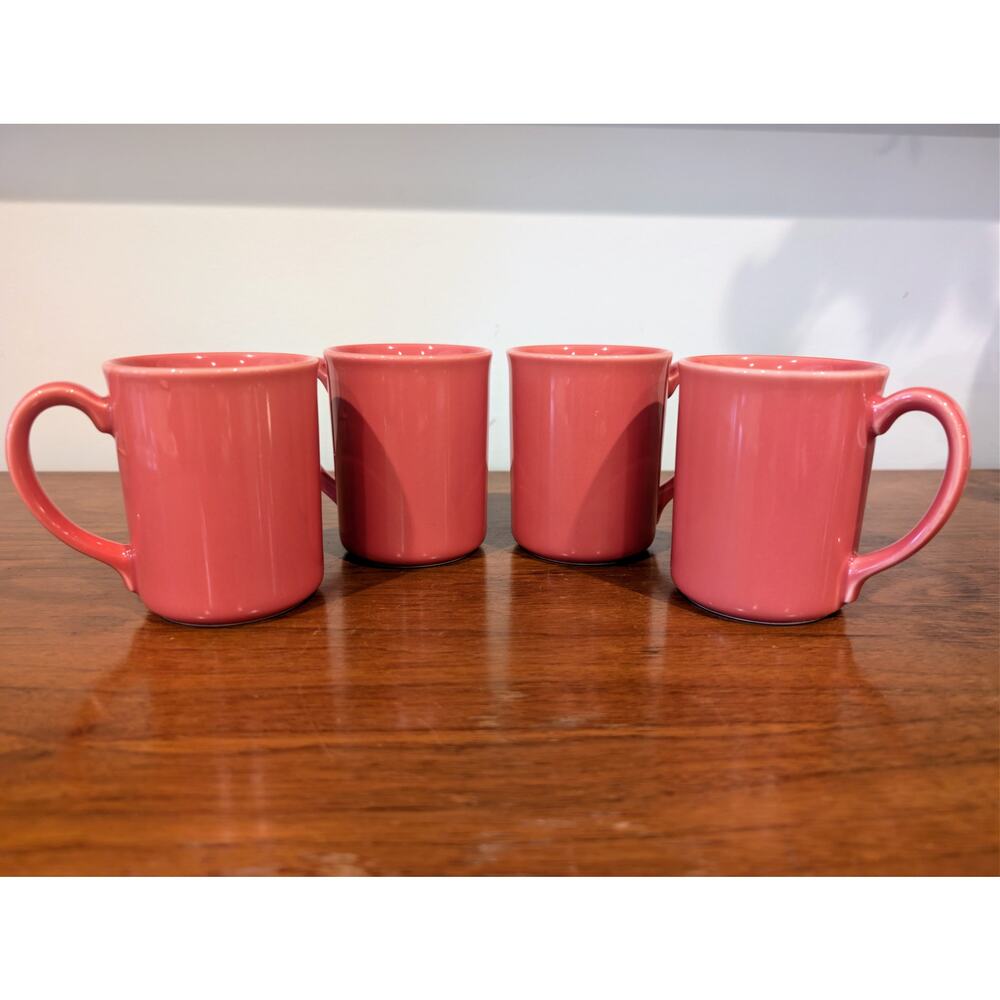 Vintage Corning Coral Ceramic Coffee Mugs – Set of 4 | USA | Retro 1970s–80s